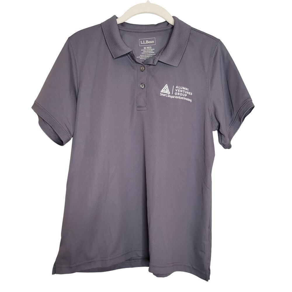 LL Bean polo women's size M gray short sleeve tee AVG‎ business casual outdoors